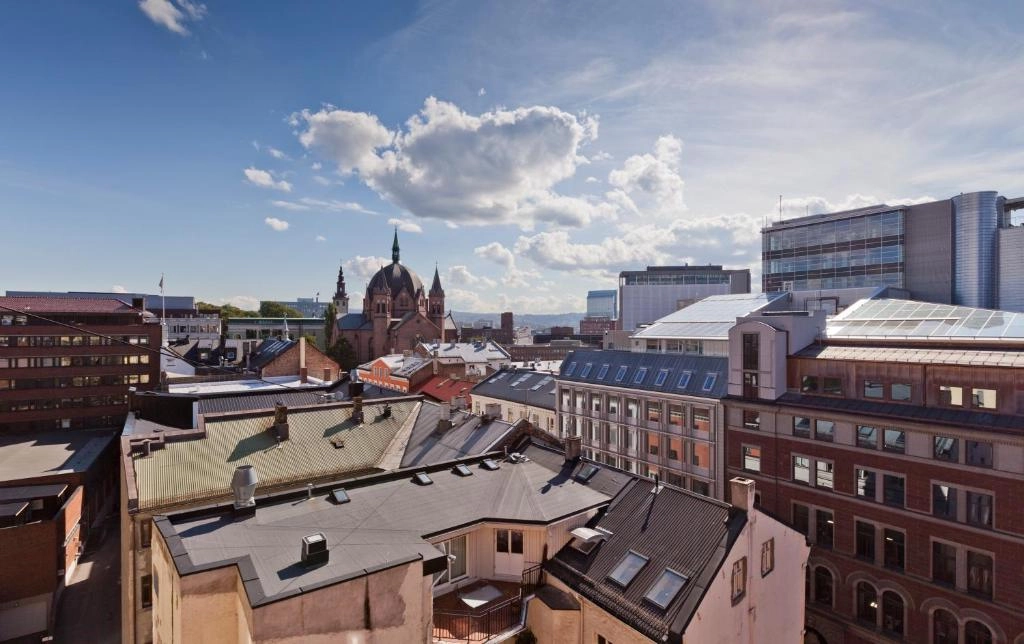 View over Oslo rooftops near MediInn Hotel Oslo